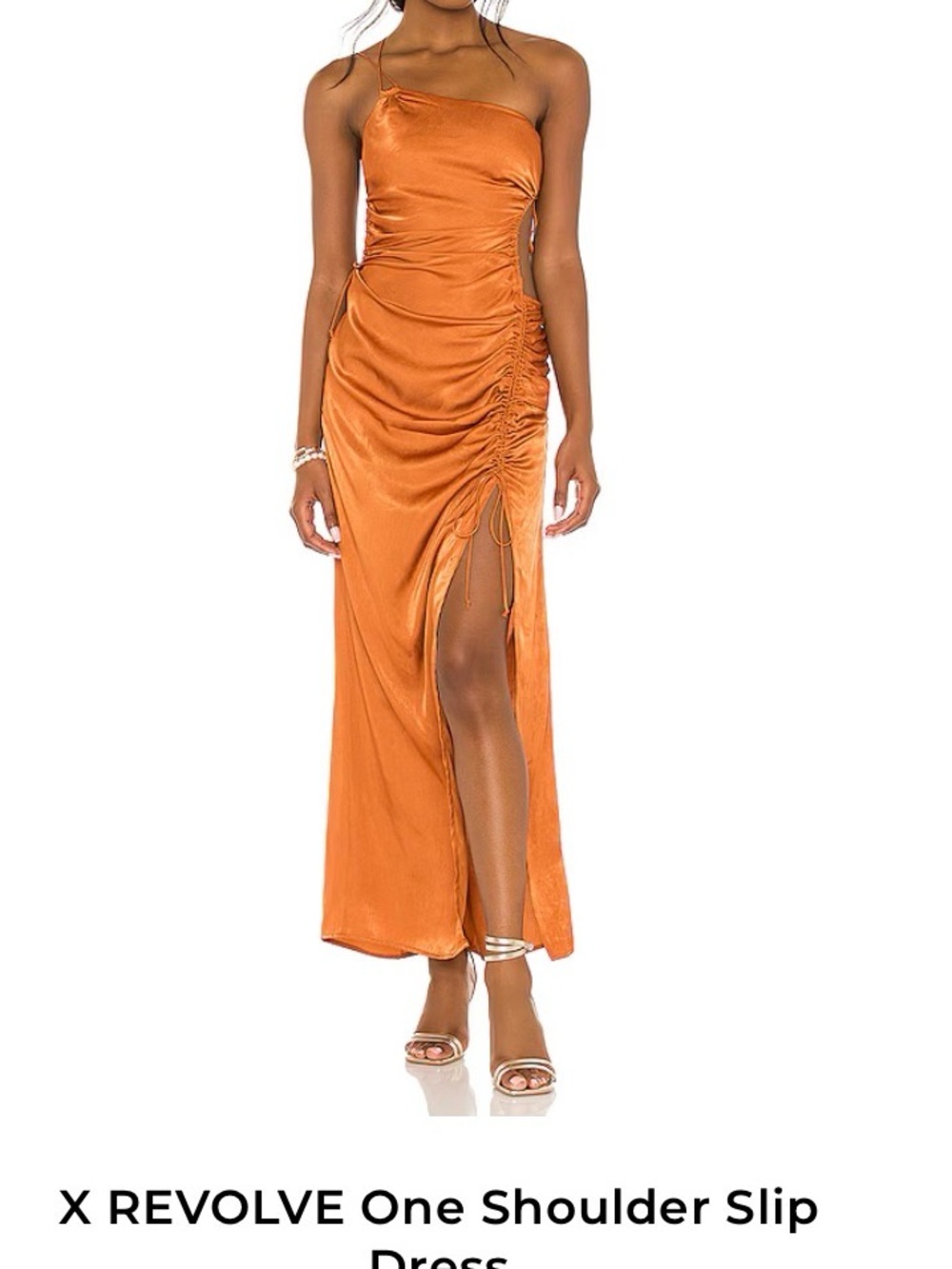 For Love and Lemons X REVOLVE - one shoulder slip dress in bronze size S
